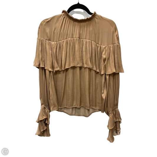 Blouse Long Sleeve By The Drop In Brown, Size: M