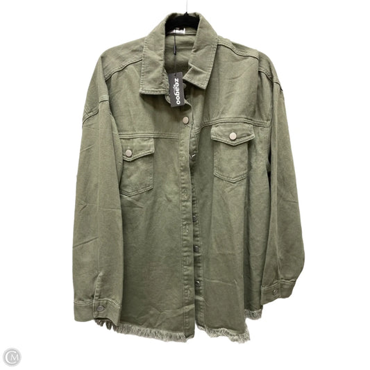 Jacket Denim By Zeagoo In Green Denim, Size: 2x