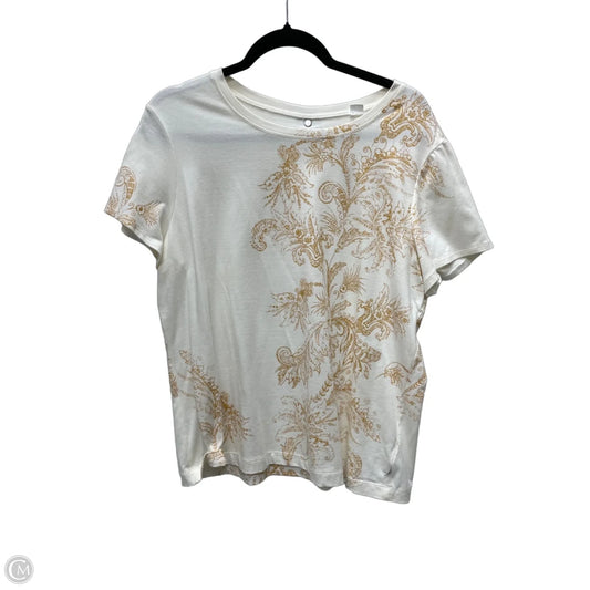 Top Short Sleeve By Chicos In Cream & Tan, Size: L