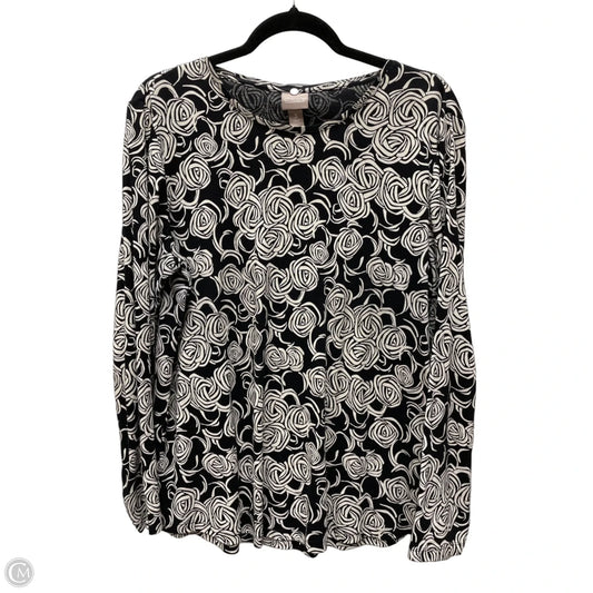 Top Long Sleeve By Chicos In Black & Cream, Size: Xl