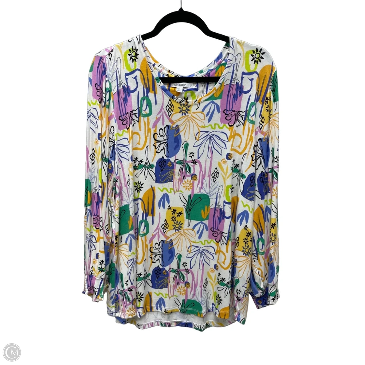 Top Long Sleeve By Chicos In Floral Print, Size: Xl
