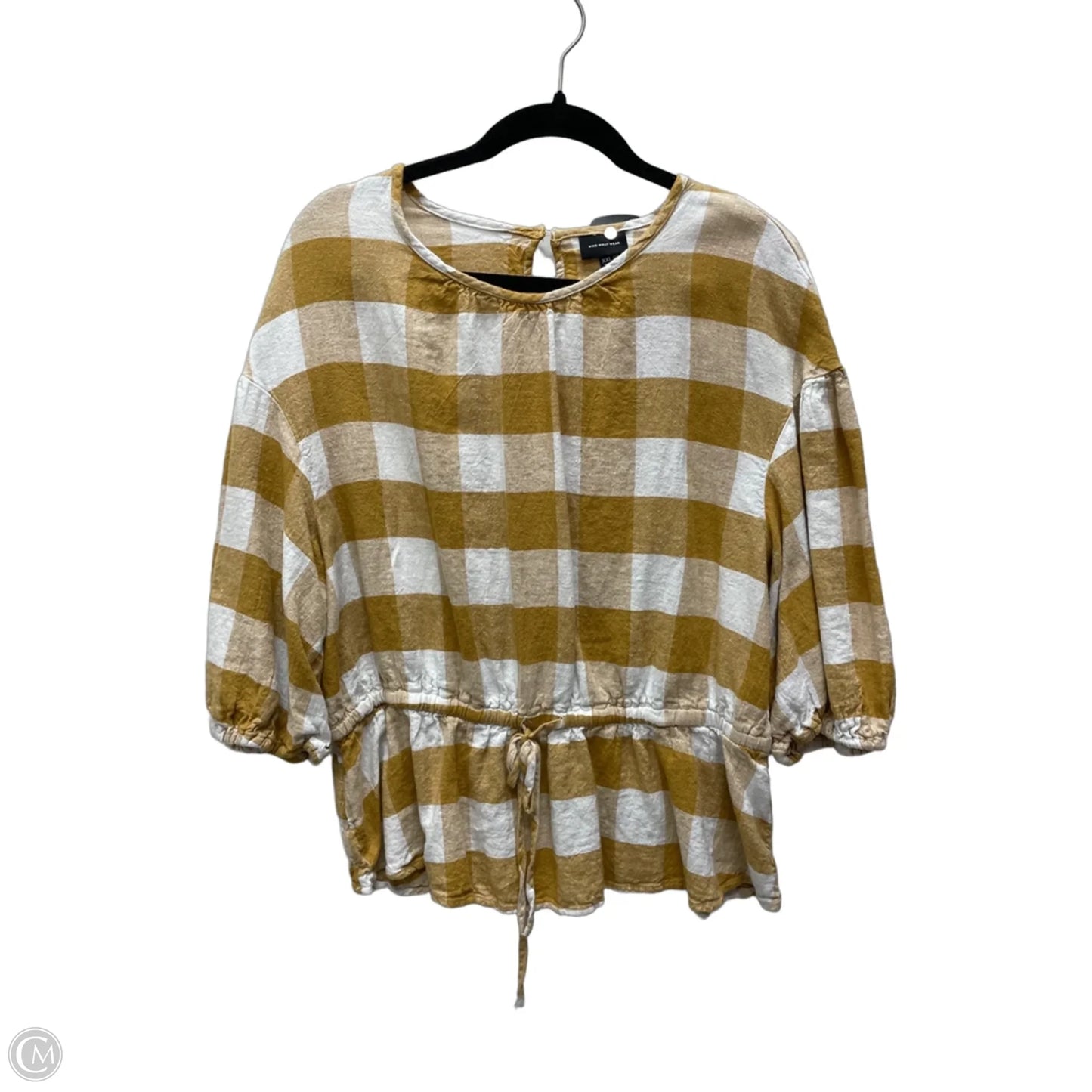Top Short Sleeve By Who What Wear In Checkered Pattern, Size: 2x