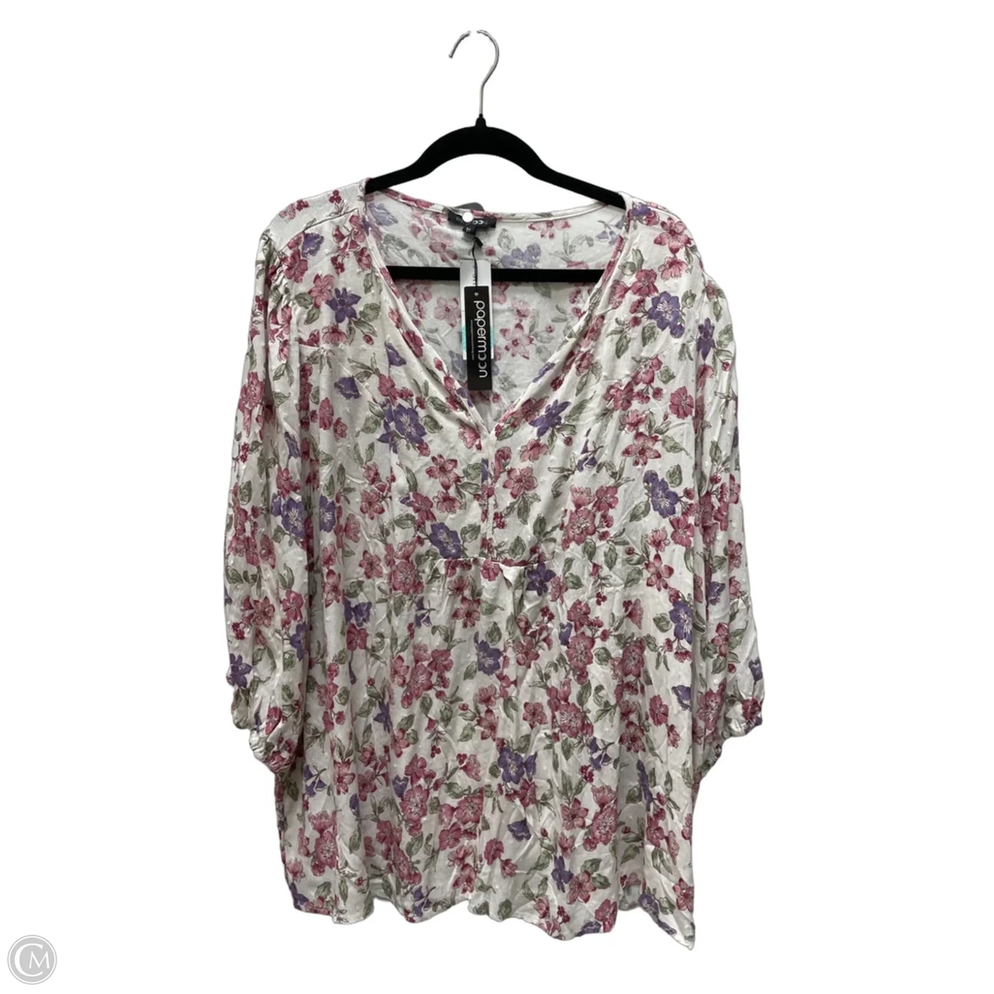 Top Short Sleeve By Papermoon In Floral Print, Size: 3x