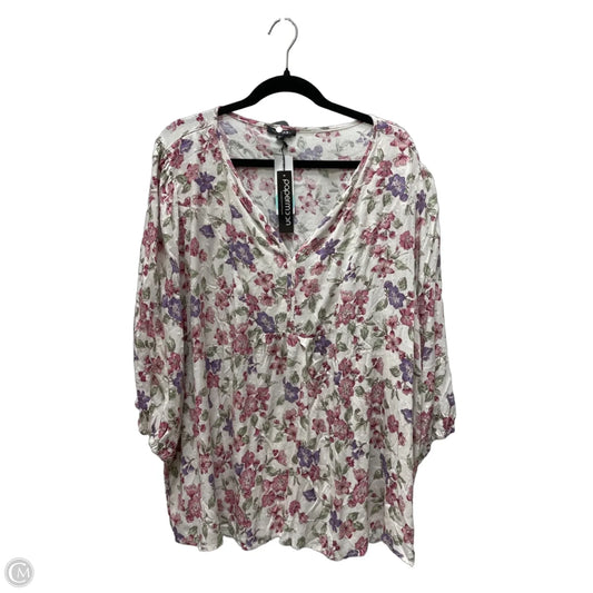 Top Short Sleeve By Papermoon In Floral Print, Size: 3x