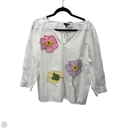 Blouse 3/4 Sleeve By Talbots In White, Size: Xl
