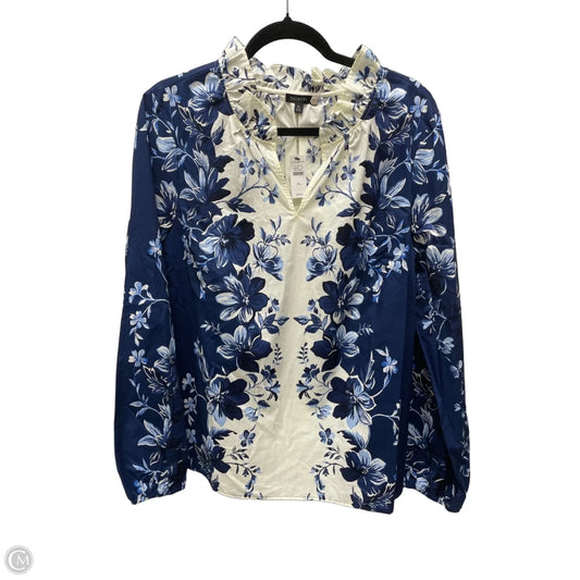 Blouse Long Sleeve By Talbots In Blue & Yellow, Size: Xl