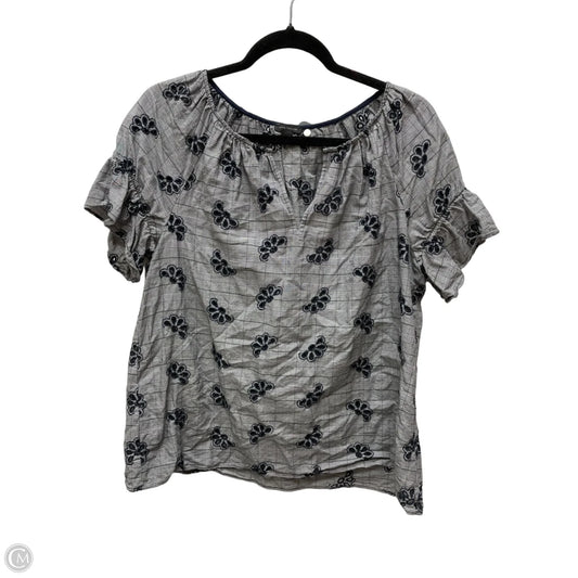 Blouse Short Sleeve By Ann Taylor In Plaid Pattern, Size: M