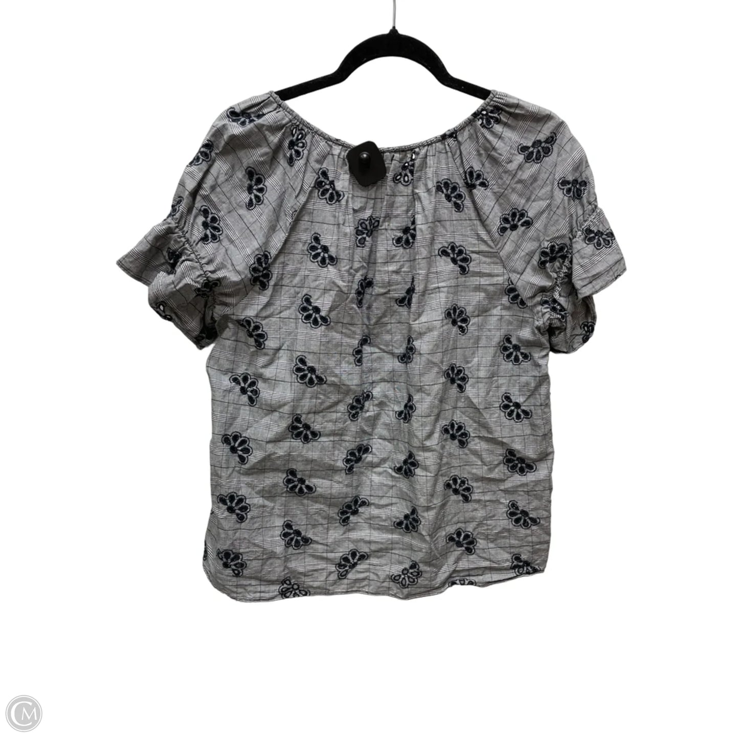 Blouse Short Sleeve By Ann Taylor In Plaid Pattern, Size: M