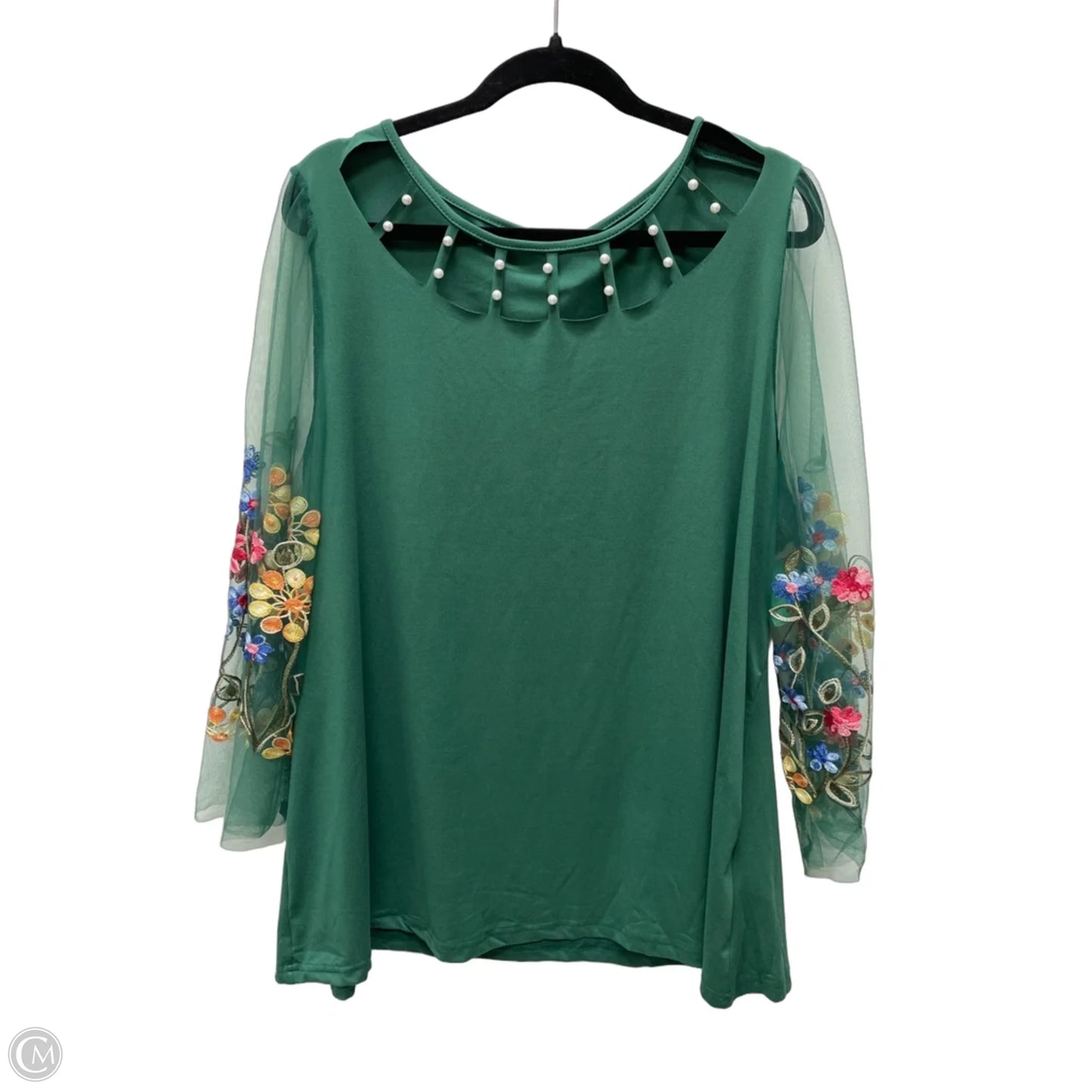 Top Long Sleeve By Shein In Green, Size: 2x