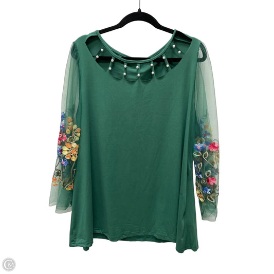Top Long Sleeve By Shein In Green, Size: 2x