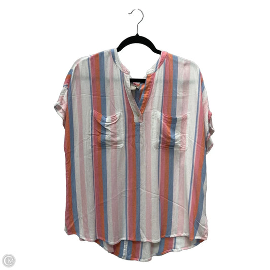 Top Short Sleeve By Chicos In Striped Pattern, Size: M