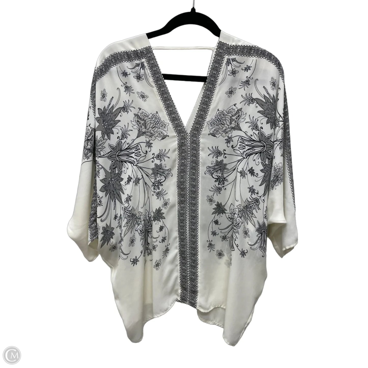 Blouse Short Sleeve By Rose And Olive In Grey & White, Size: S