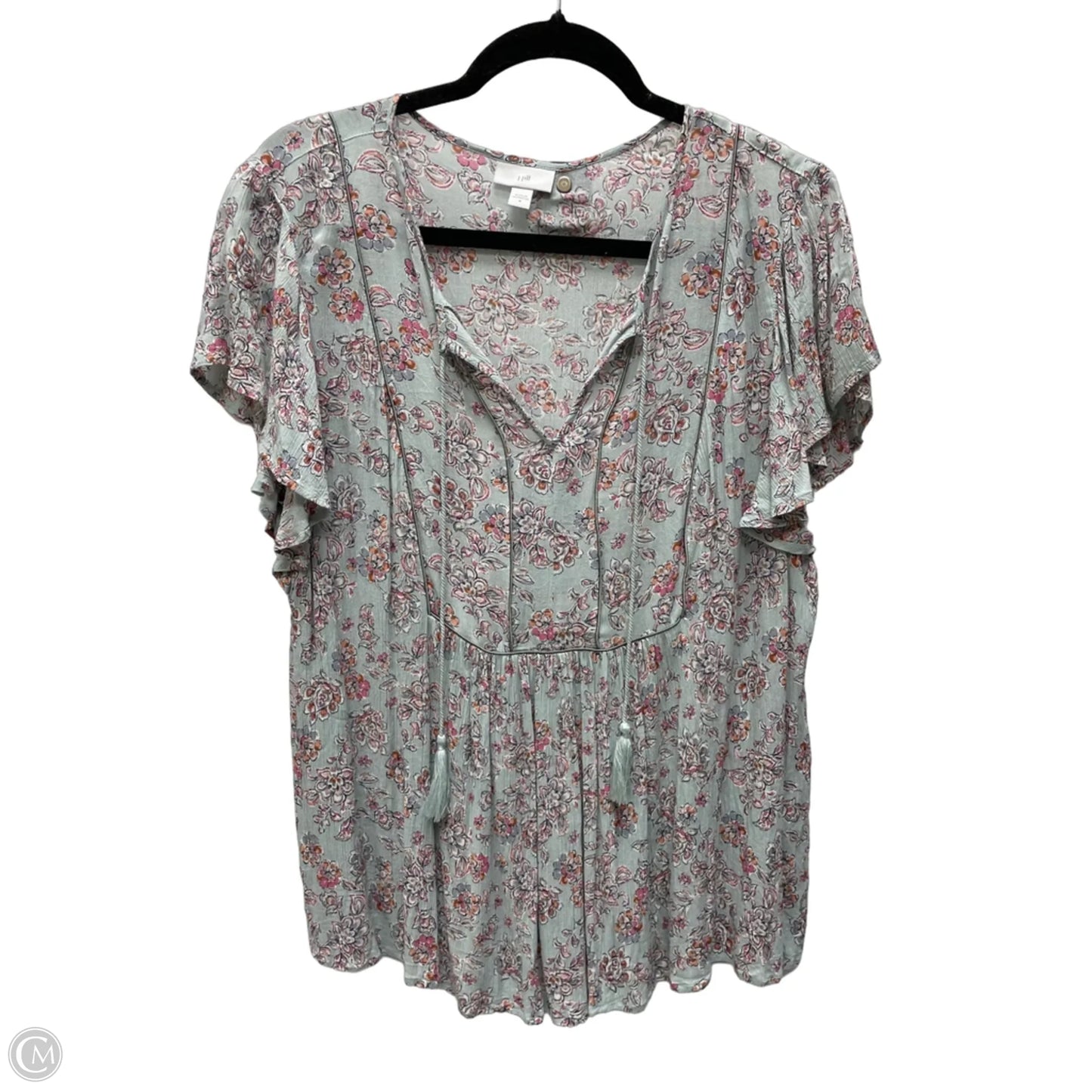 Blouse Short Sleeve By J. Jill In Floral Print, Size: M