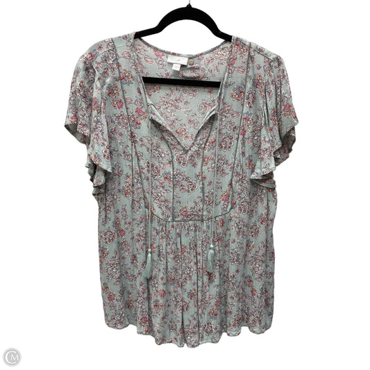 Blouse Short Sleeve By J. Jill In Floral Print, Size: M