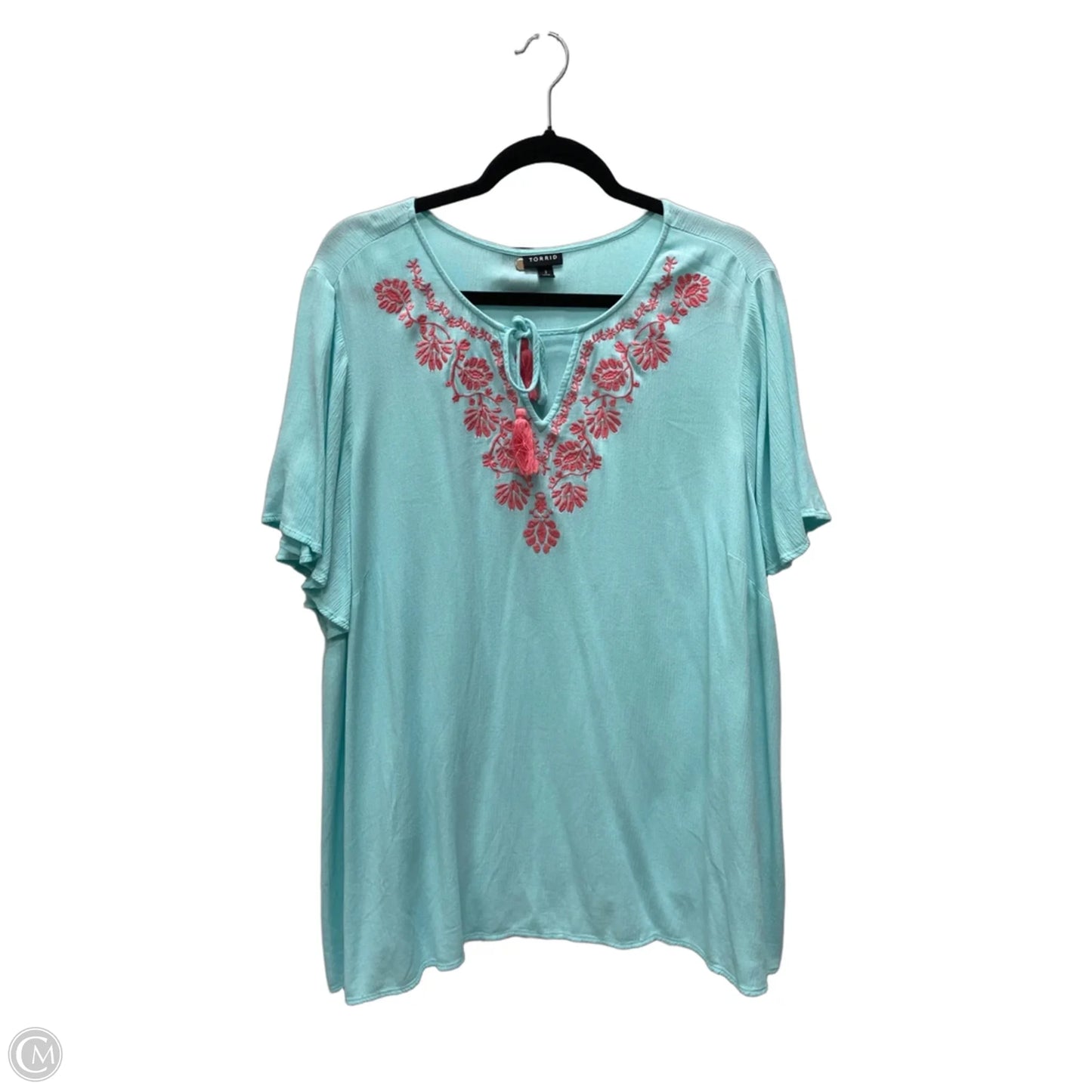 Top Short Sleeve By Torrid In Blue & Pink, Size: 3x