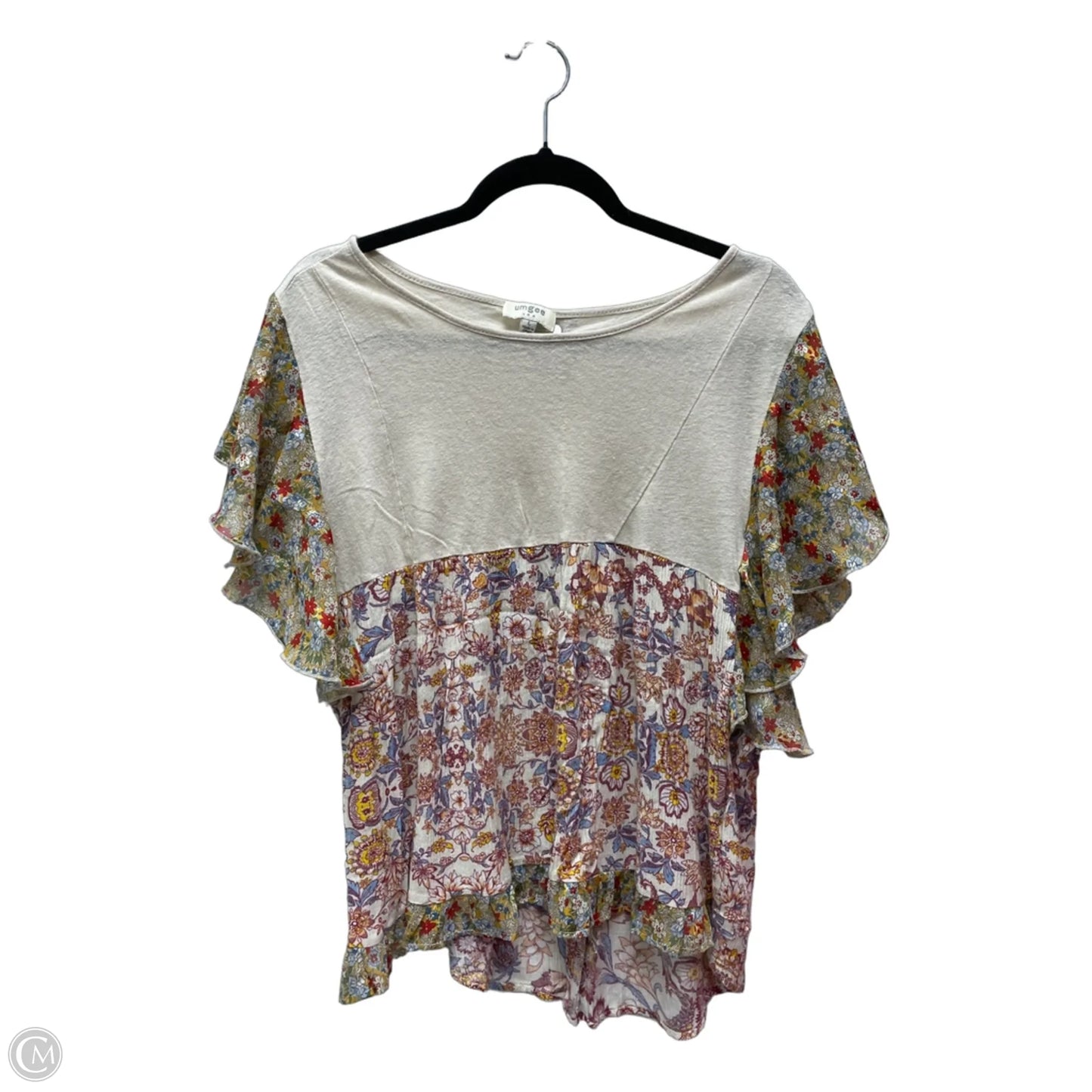 Top Short Sleeve By Umgee In Floral Print, Size: L