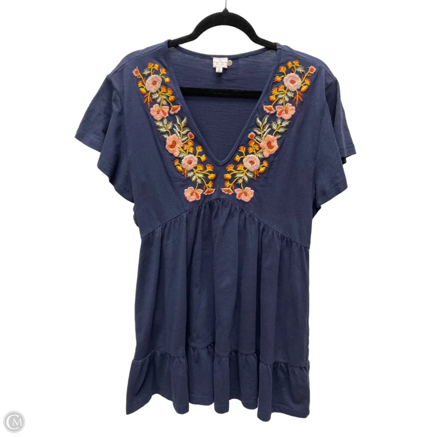 Top Short Sleeve By Clothes Mentor In Navy, Size: M
