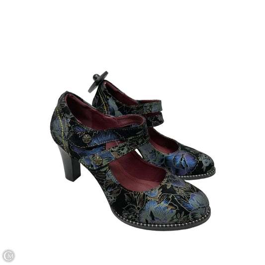Shoes Heels Block By Spring Step In Floral Print, Size: 7.5