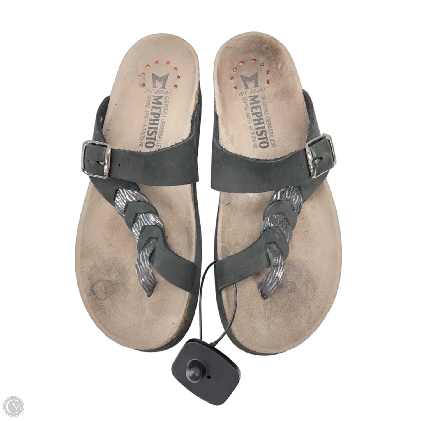 Sandals Flats By Mephisto In Black & Silver, Size: 7