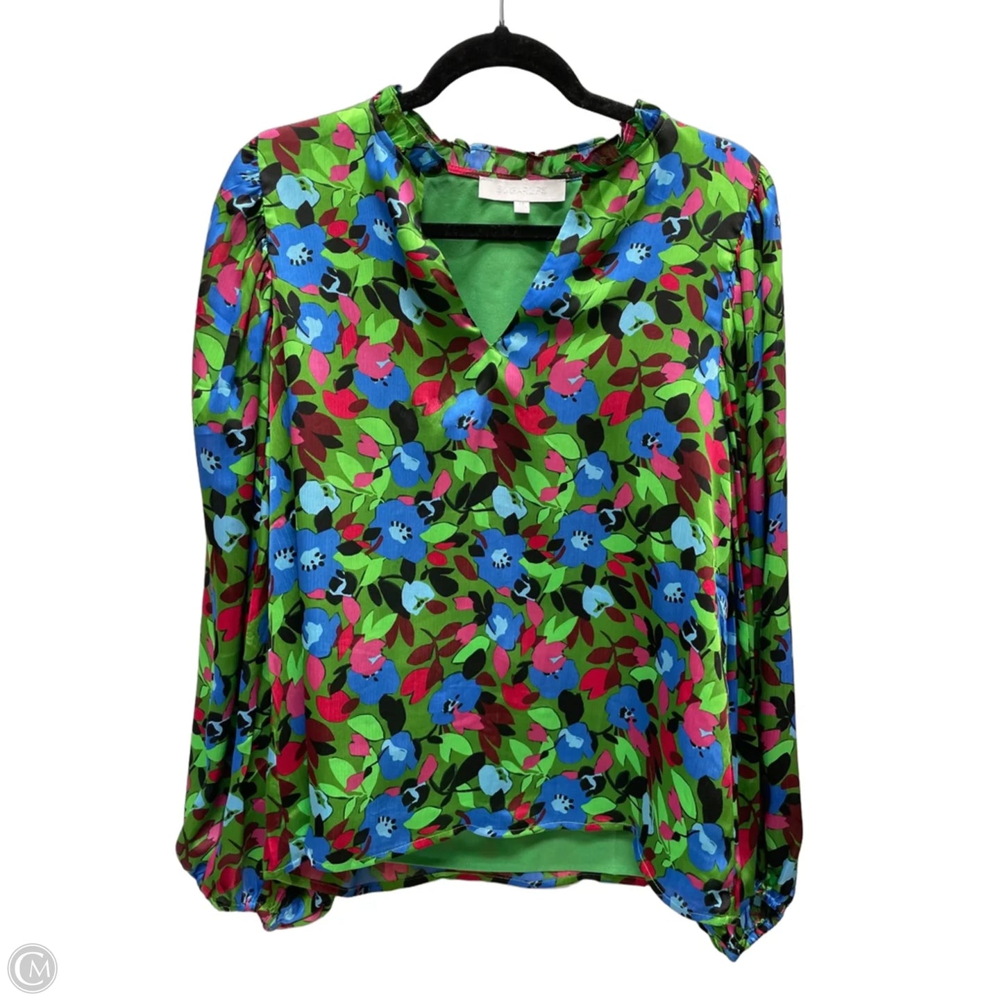 Blouse Long Sleeve By Sugar Lips In Floral Print, Size: M