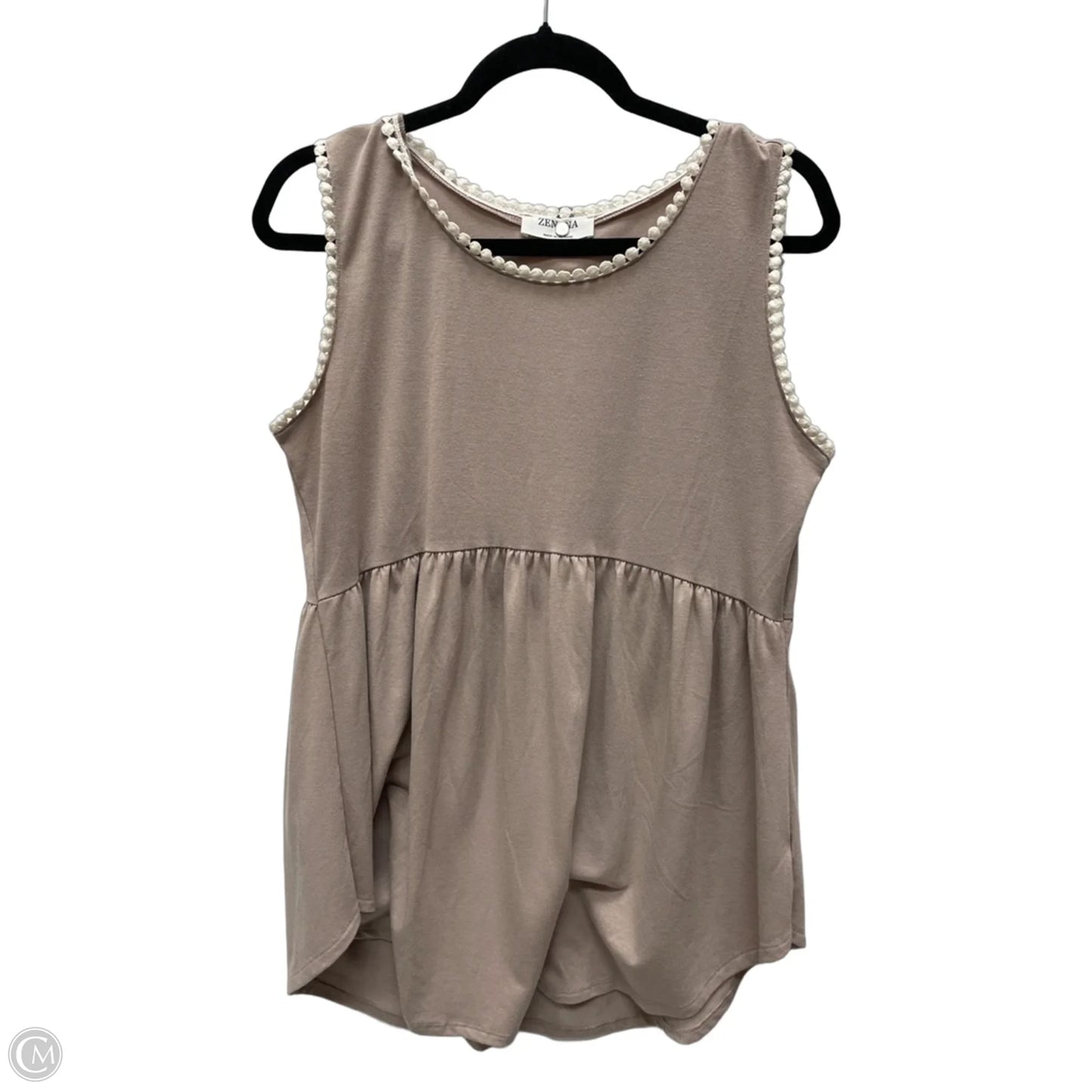 Top Sleeveless By Zenana In Tan, Size: L