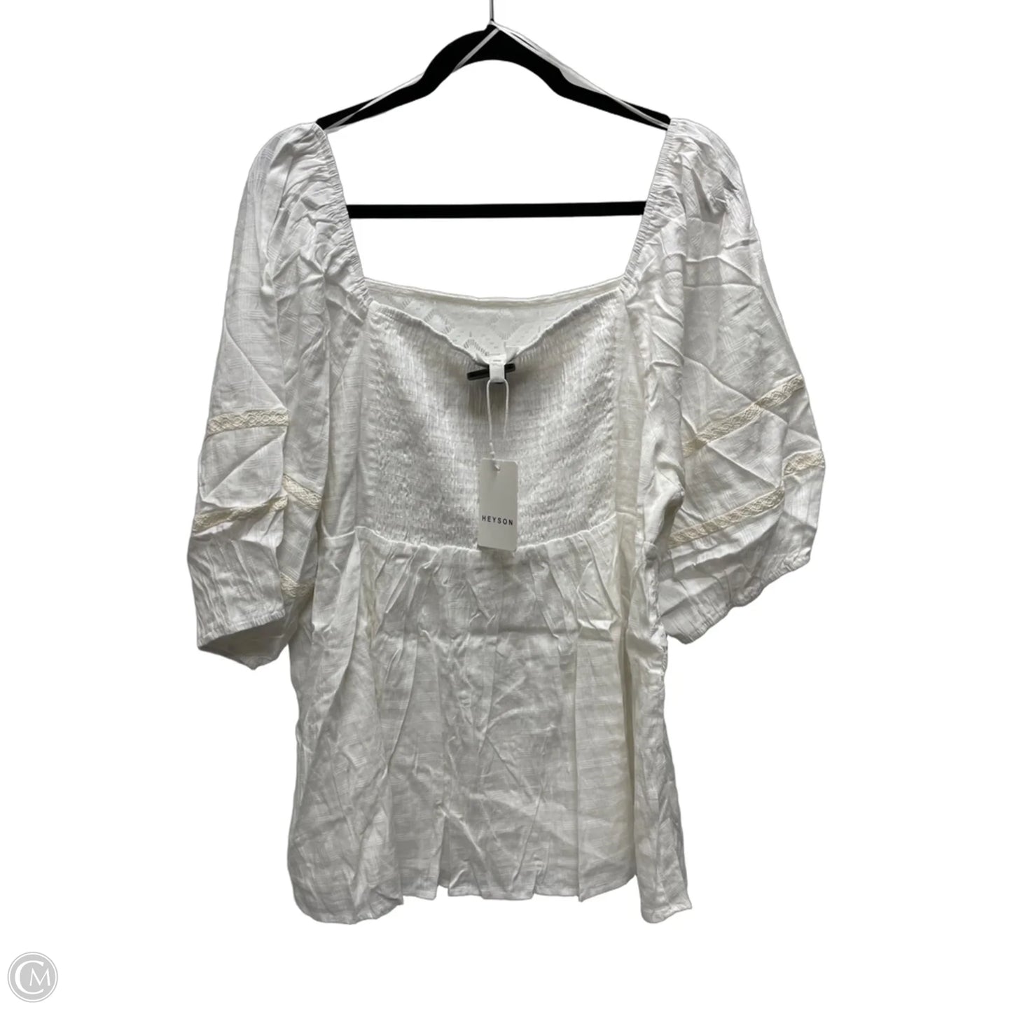 Blouse Short Sleeve By Heyson In White, Size: 3x