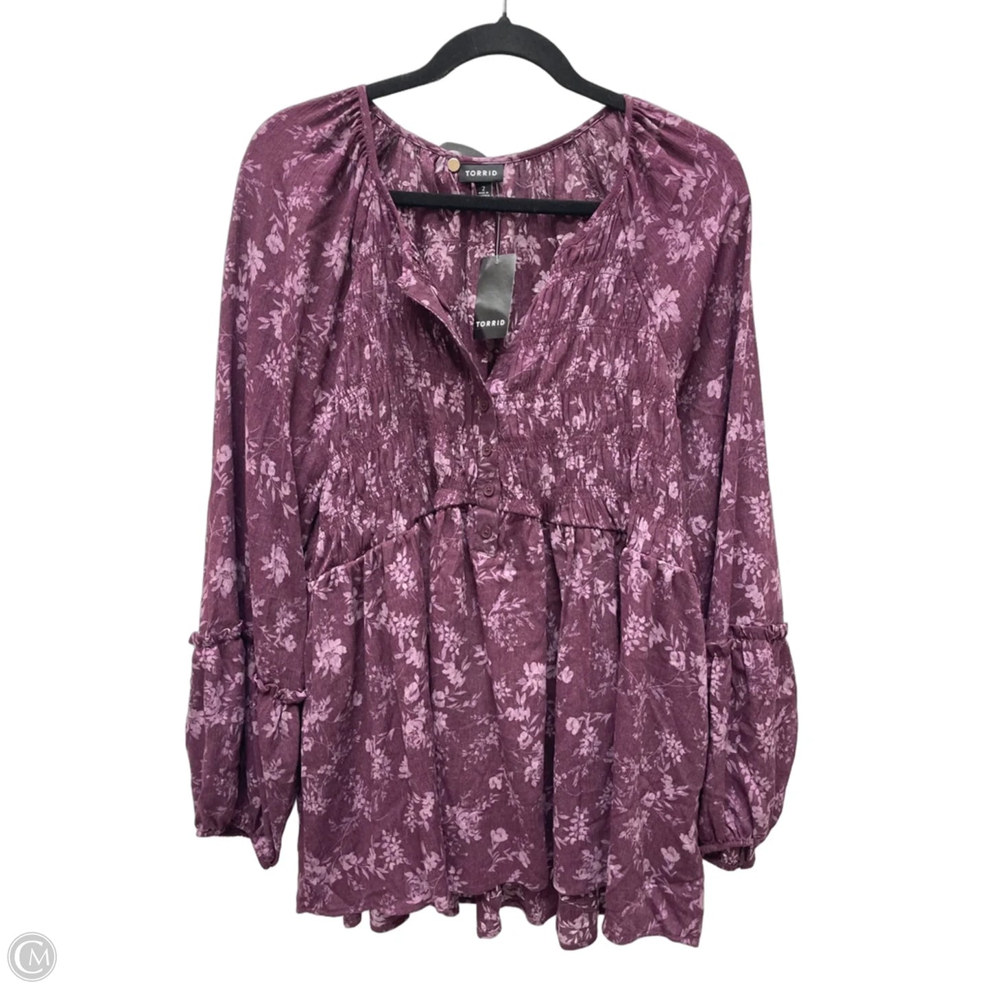 Blouse Long Sleeve By Torrid In Floral Print, Size: 2x