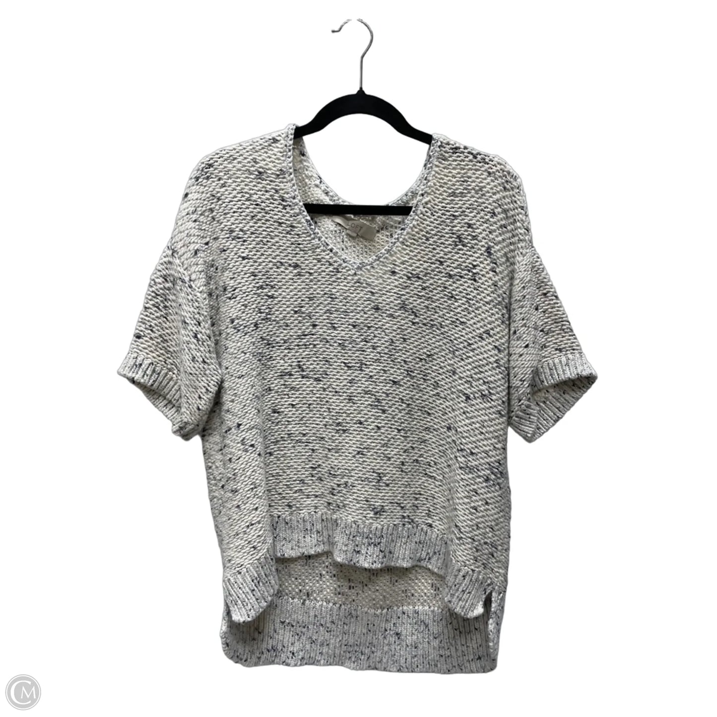 Sweater Short Sleeve By Loft In Blue & Cream, Size: L