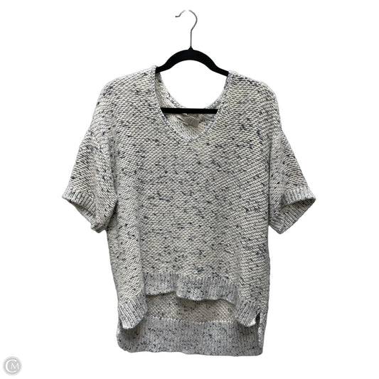 Sweater Short Sleeve By Loft In Blue & Cream, Size: L