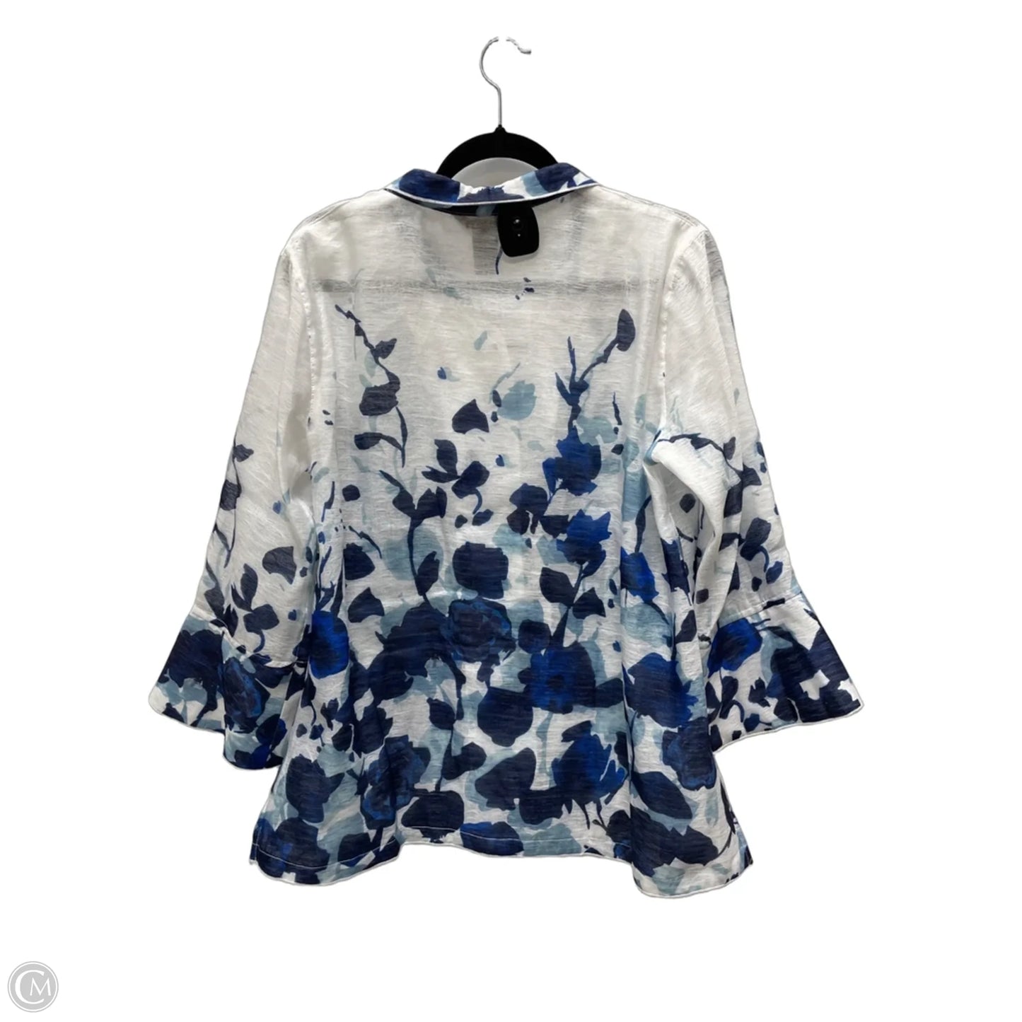 Top Short Sleeve By Ali Miles In Blue & White, Size: M