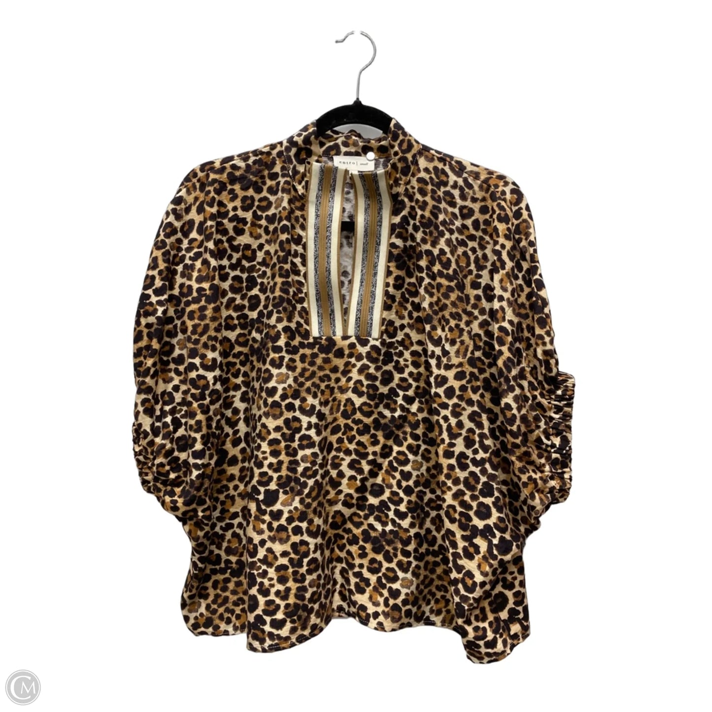 Blouse Short Sleeve By Entro In Animal Print, Size: S