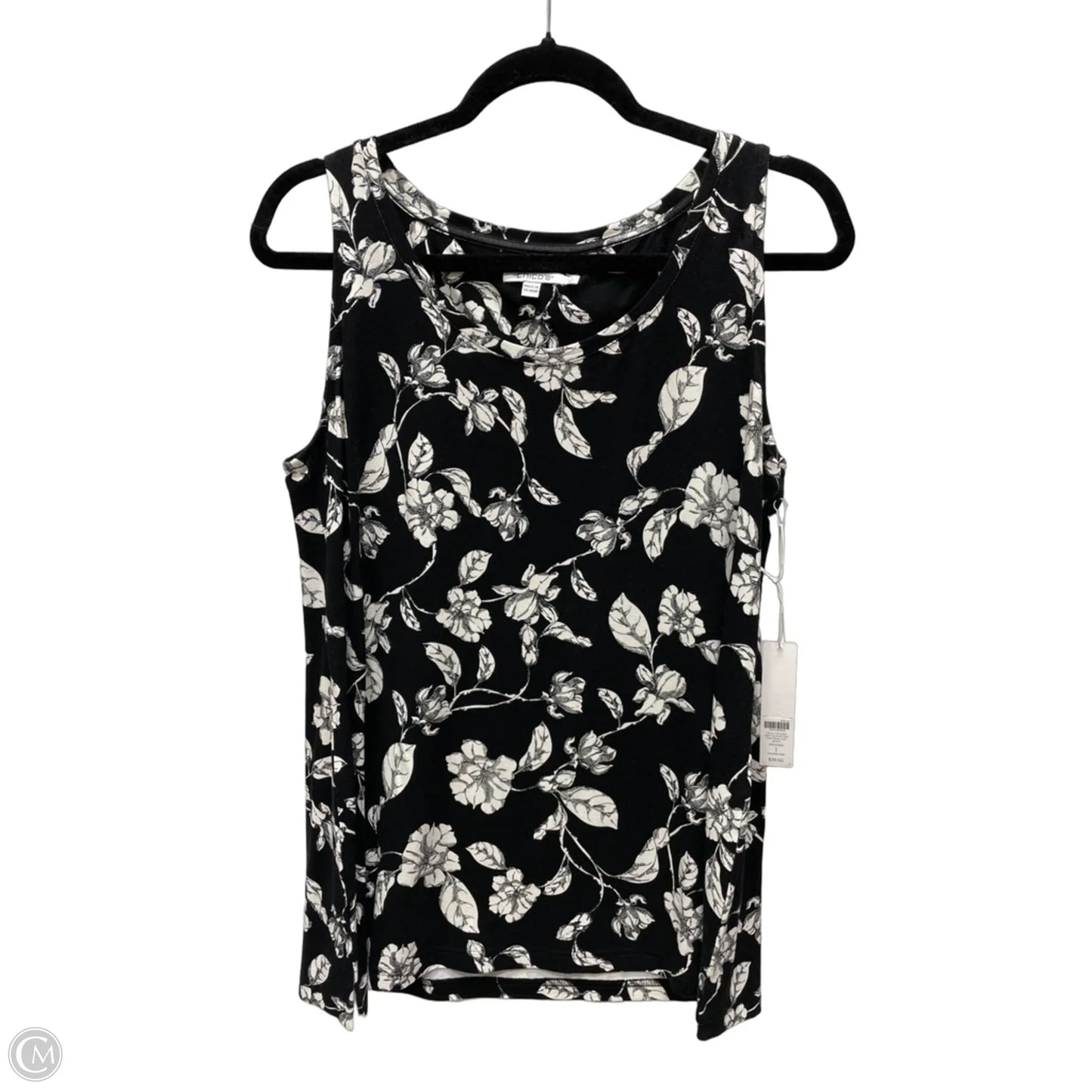 Top Sleeveless By Chicos In Black & White, Size: M