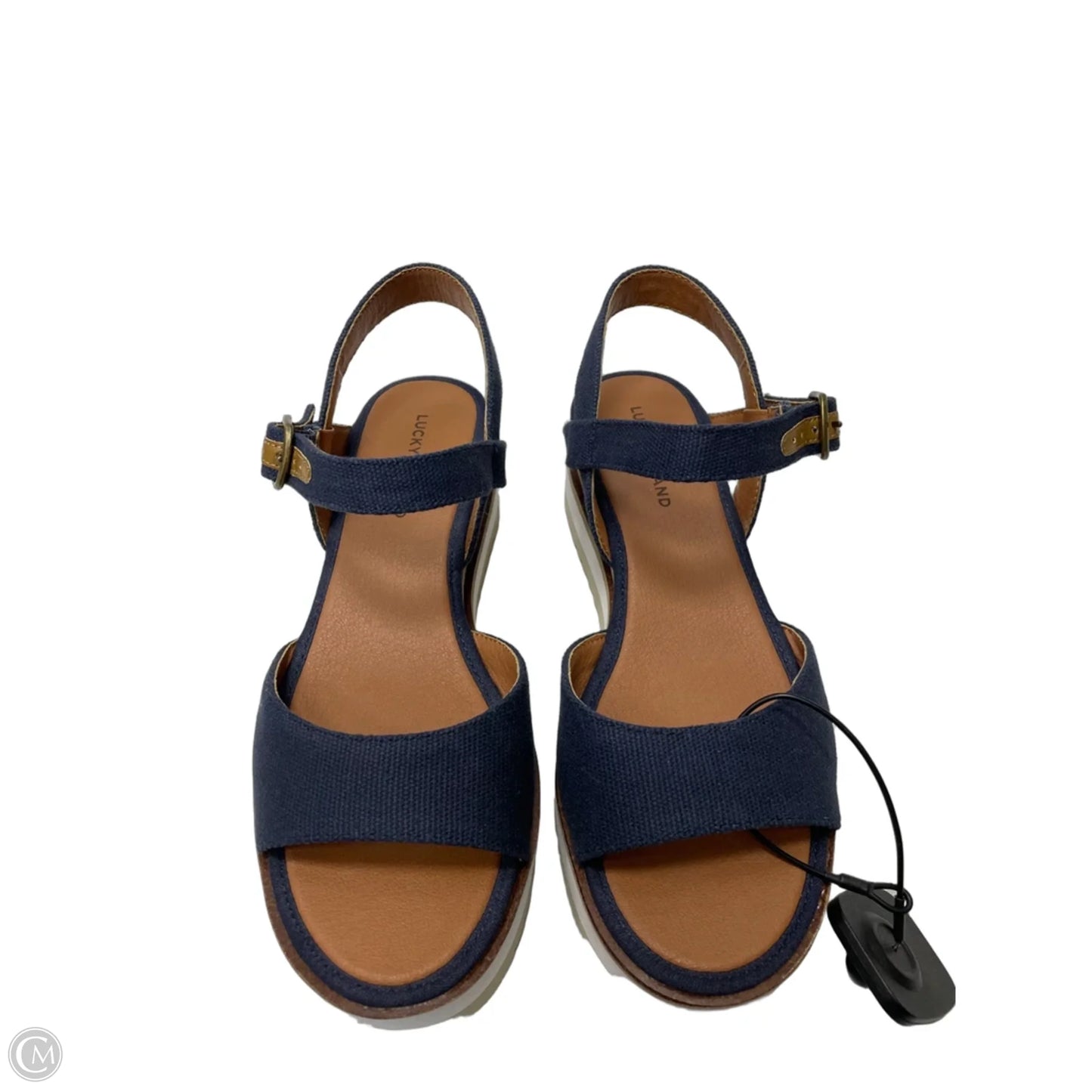 Sandals Heels Platform By Lucky Brand In Blue Denim, Size: 7.5