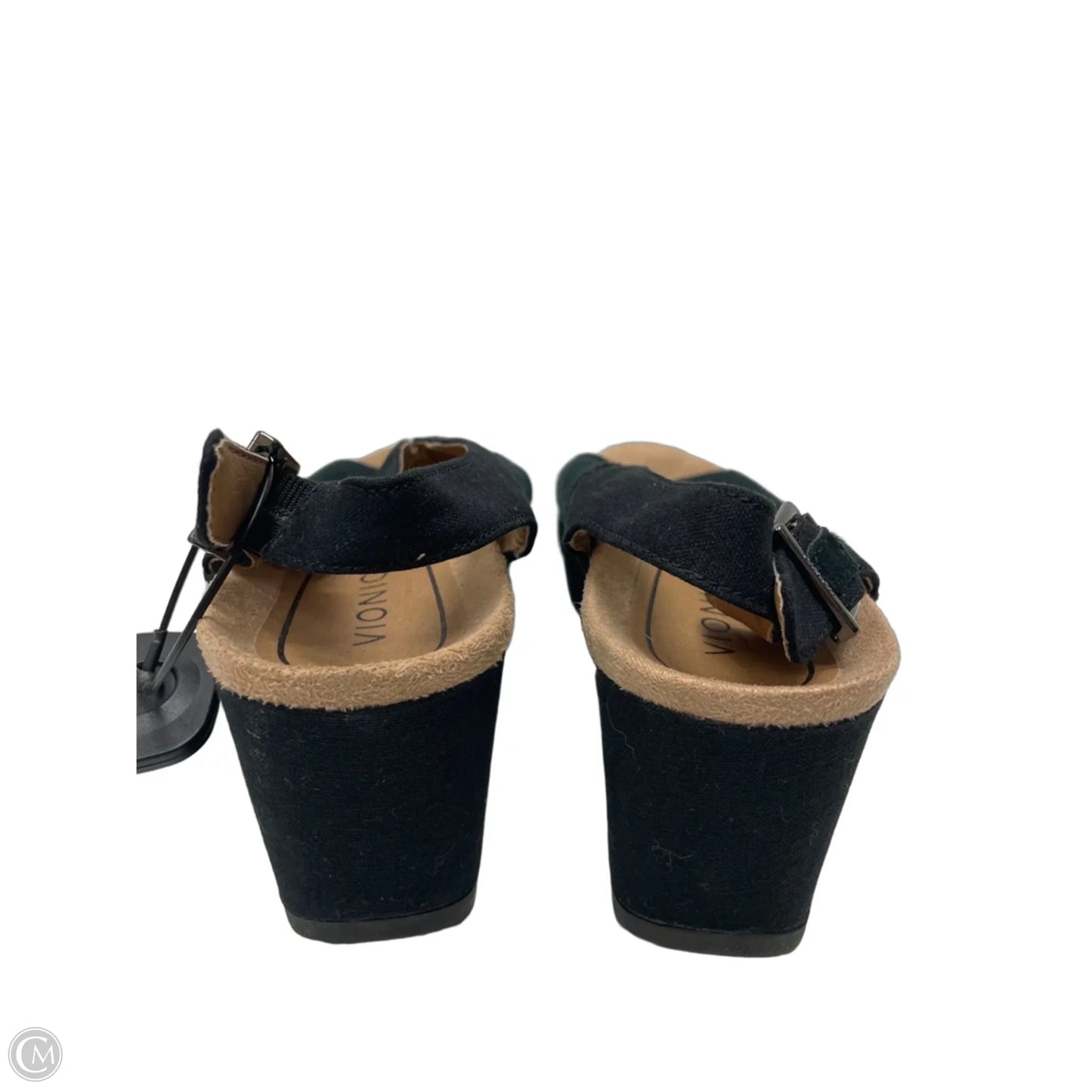 Sandals Heels Wedge By Vionic In Black & Tan, Size: 7.5