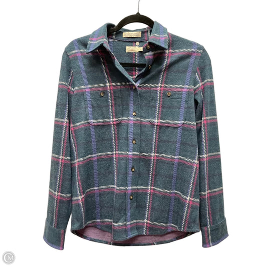 Top Long Sleeve By Faherty In Plaid Pattern, Size: Xs