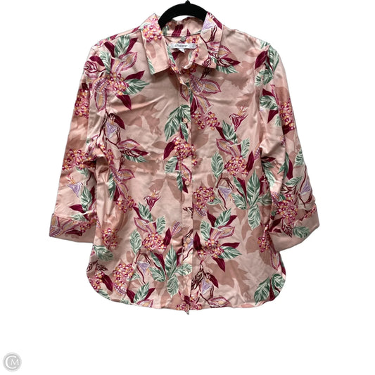 Blouse Long Sleeve By Chicos In Floral Print, Size: M