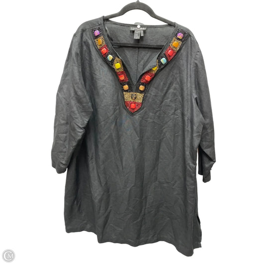Tunic Long Sleeve By Clothes Mentor In Black, Size: 2x