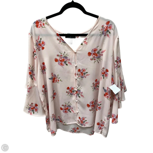 Top 3/4 Sleeve By Investments In Floral Print, Size: 2x