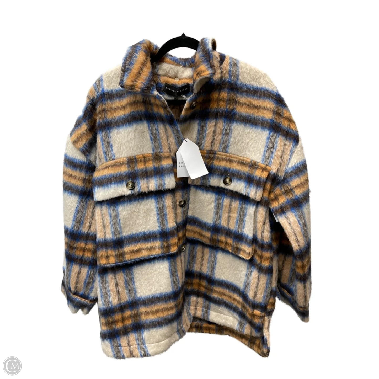 Jacket Faux Fur & Sherpa By English Factory In Plaid Pattern, Size: L