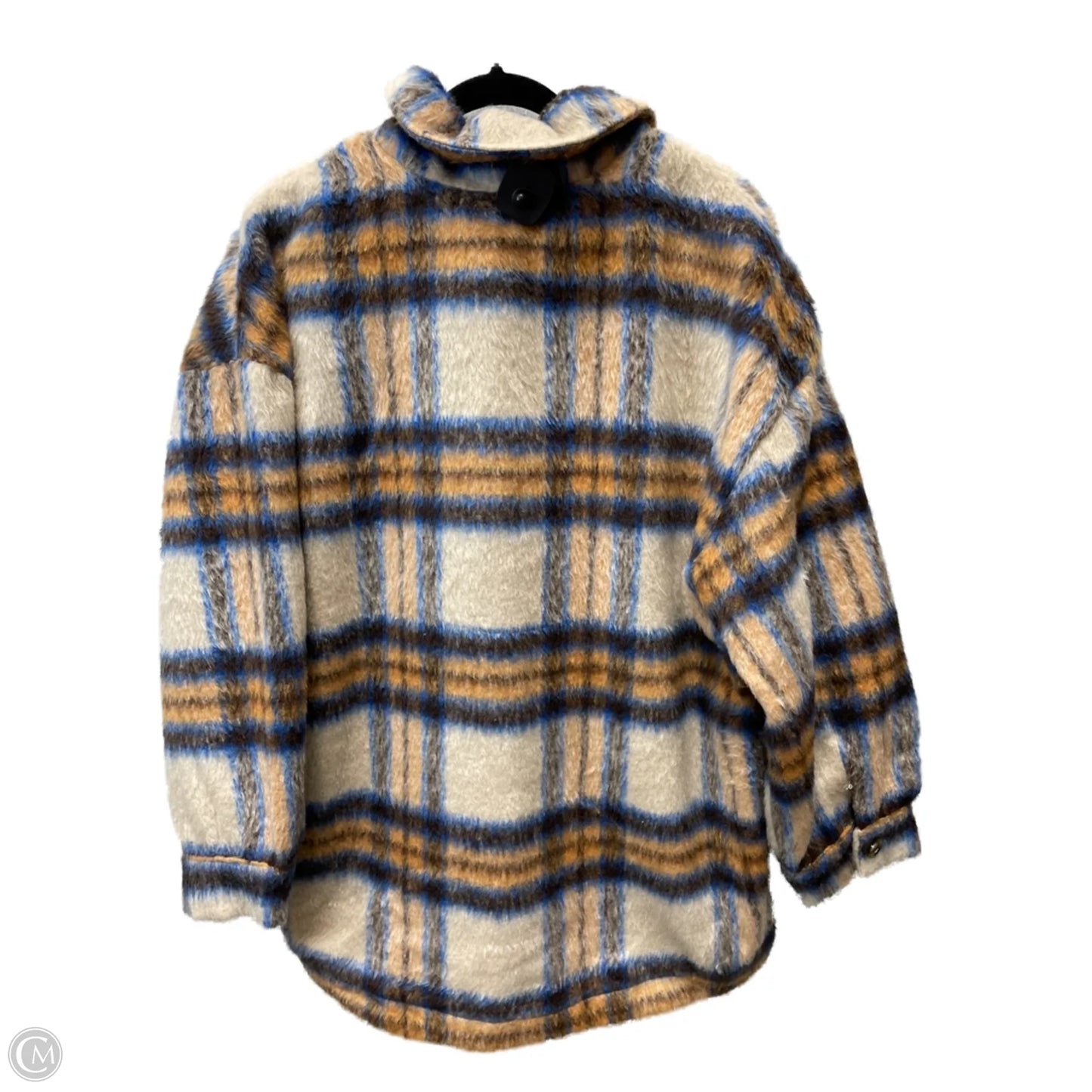 Jacket Faux Fur & Sherpa By English Factory In Plaid Pattern, Size: L