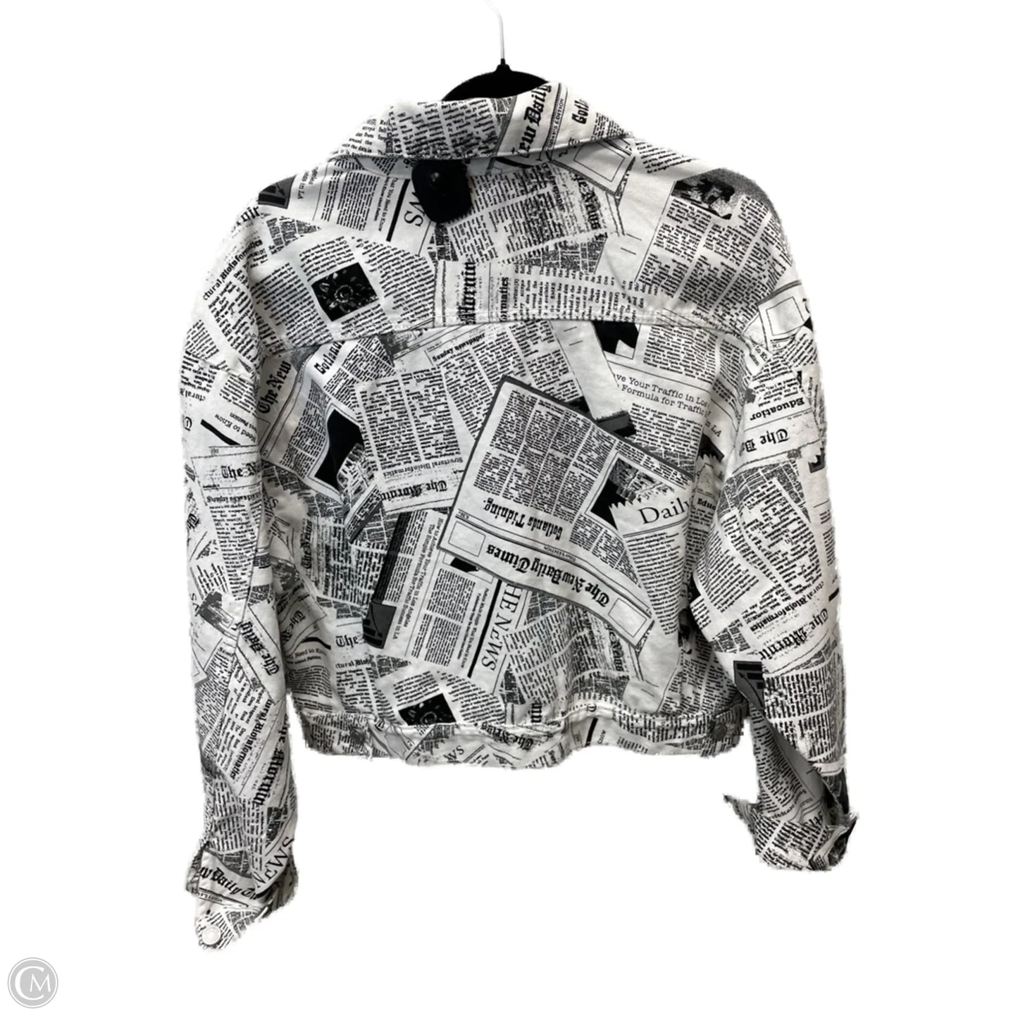 Jacket Denim By Ashley Vintage Charm  In Black & White, Size: Xl