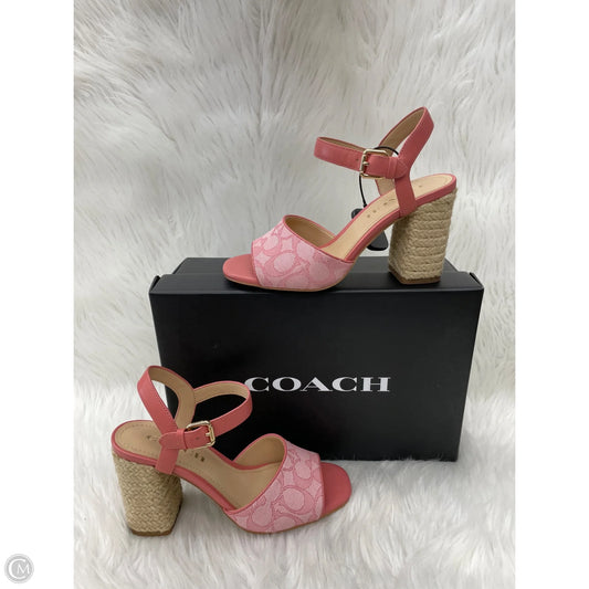 Sandals Designer By Coach In Pink & Tan, Size: 6.5
