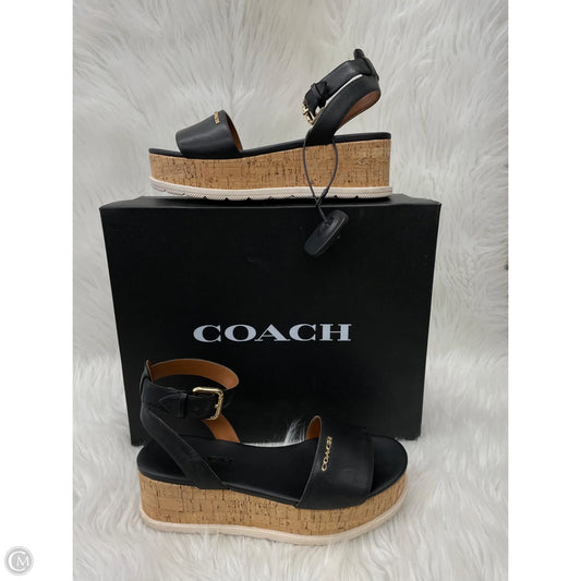 Sandals Designer By Coach In Black & Tan, Size: 6.5
