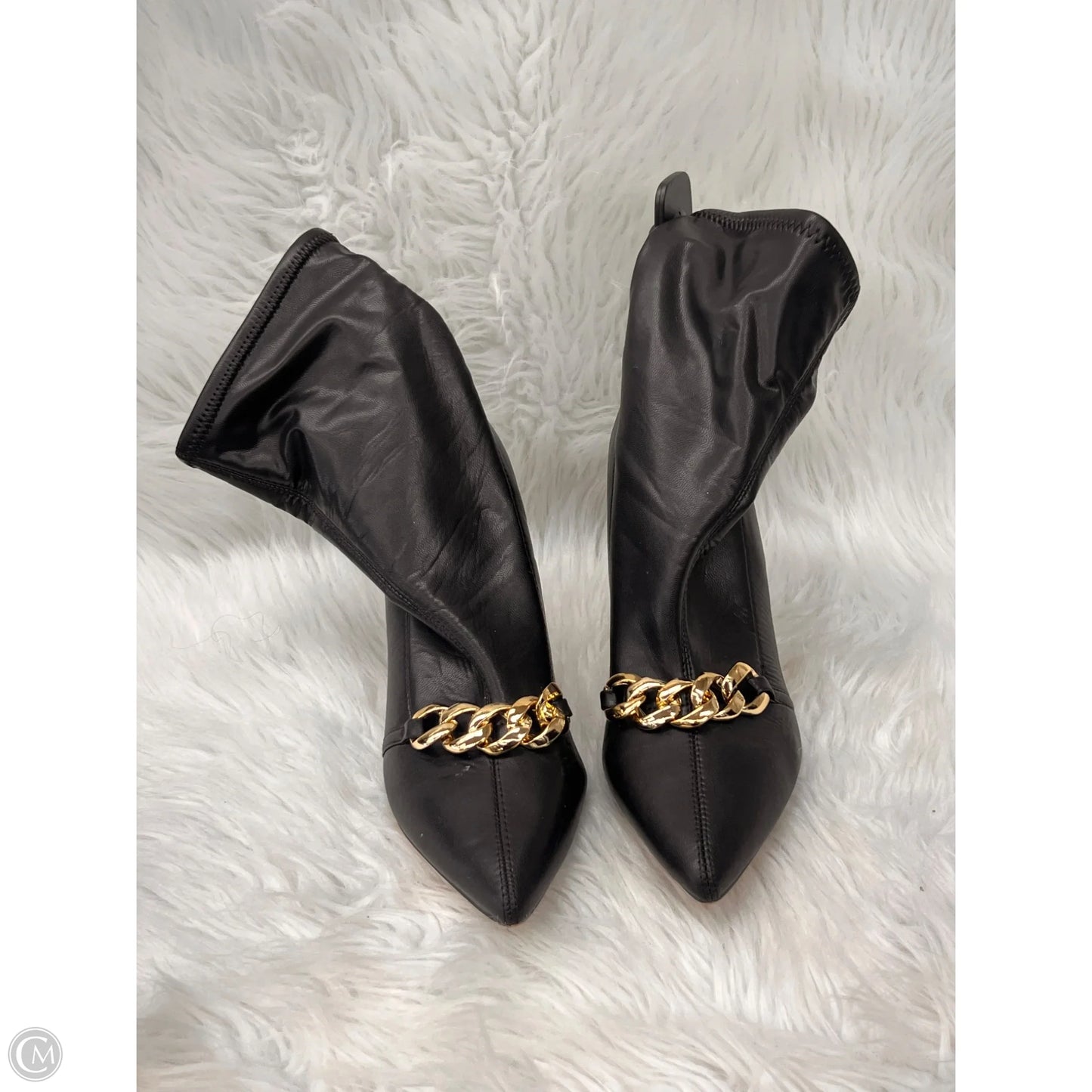 Boots Ankle Heels By Xoxo In Black & Gold, Size: 8.5