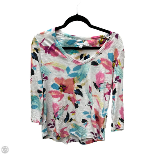 Top 3/4 Sleeve By Chicos In Floral Print, Size: S