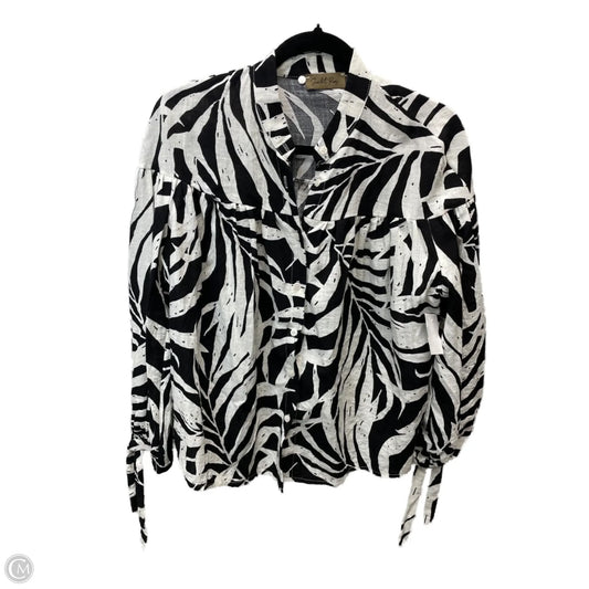 Top Long Sleeve By Scarlet Roos  In Black & White, Size: Xl