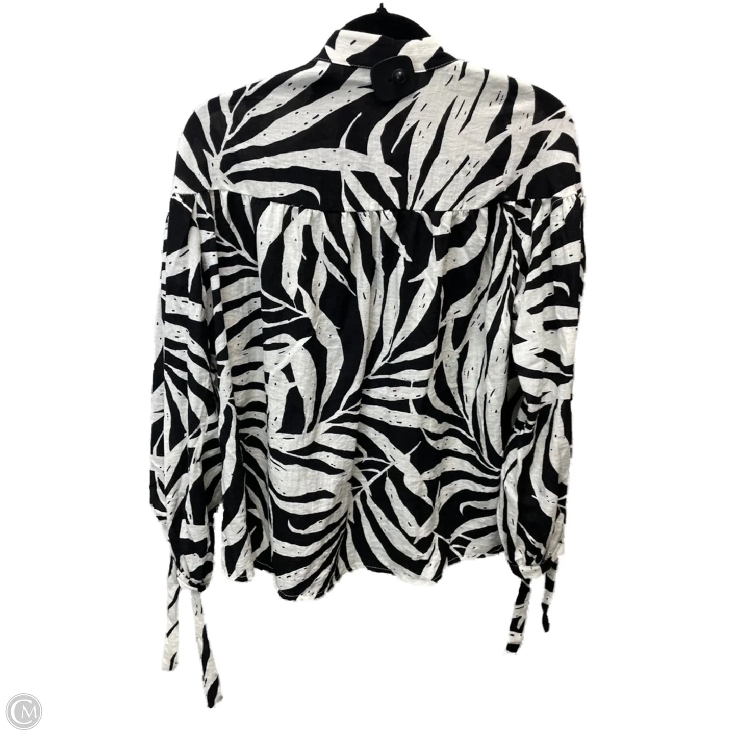 Top Long Sleeve By Scarlet Roos  In Black & White, Size: Xl
