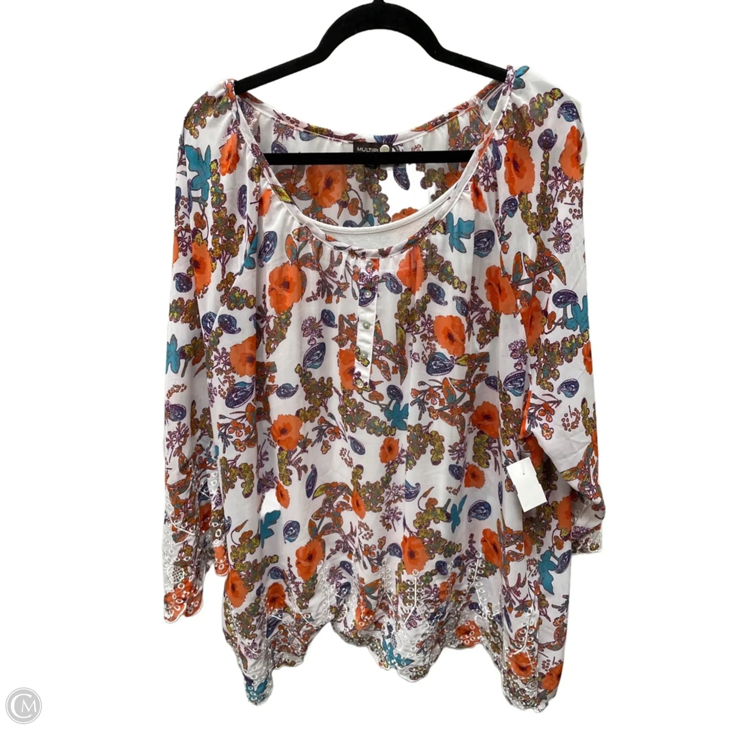 Top Long Sleeve By Multiples In Floral Print, Size: 3x