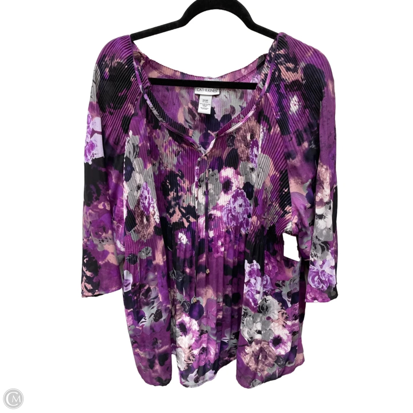 Top 3/4 Sleeve By Catherines In Floral Print, Size: 3x