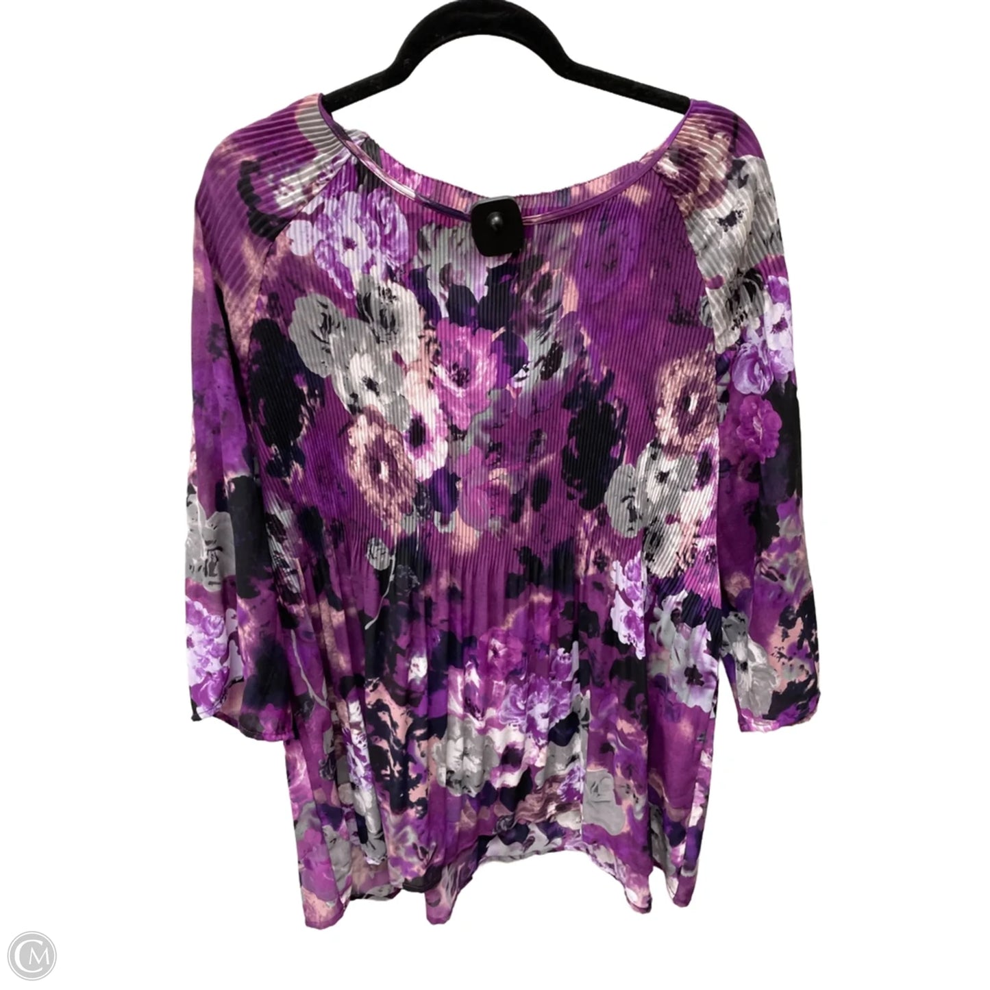 Top 3/4 Sleeve By Catherines In Floral Print, Size: 3x
